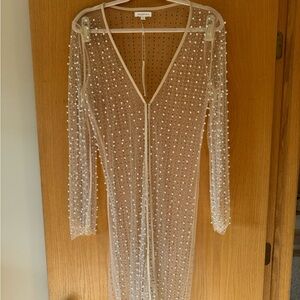 Elegant Sheer Pearl-Embellished Top
